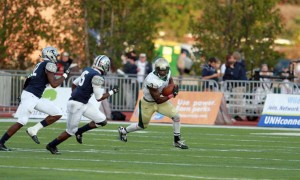 Senior receiver Tre McBride tallied just four yards per catch against New Hampshire. COURTESY PHOTO / TRIBE ATHLETICS