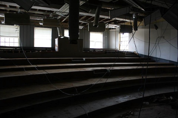This photo depicts Tyler Hall’s first floor lecture hall. Construction plans will flatten the classroom, install new desks, and update the hall's electrical appliances.  