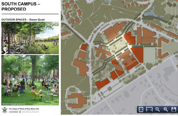 The area around the Earl Gregg Swem Library will be redesigned to include more seating space. COURTESY PHOTO / WM.EDU
