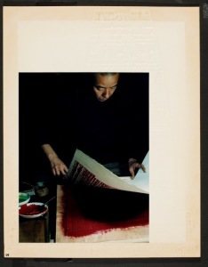 Yoshida in the process of making a print. COURTESY PHOTO / MUSCARELLE MUSEUM OF ART