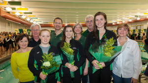 The College celebrated its senior class during the dual meet with East Carolina. COURTESY PHOTO / TRIBE ATHLETICS