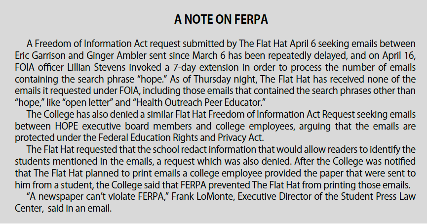 A Note on FERPA