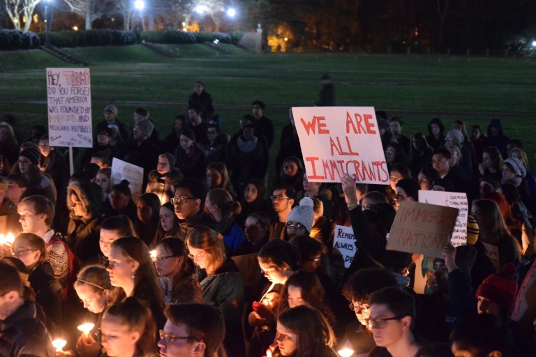 Campus responds to executive order: professors, students gather for ‘No Ban in My Name’ protest