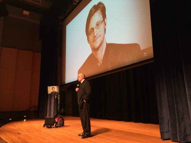 Snowden joins campus via livestream, talks national security, privacy