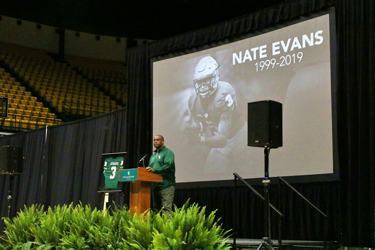 College holds memorial for football player Nathan Evans ’21 killed in Norfolk