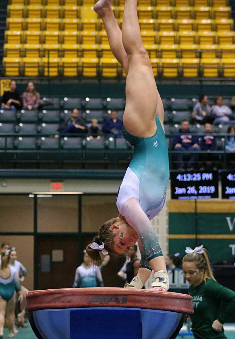 Tribe gymnastics victorious against Penn on senior night