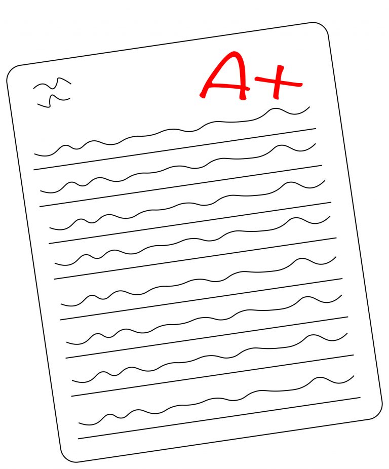 Graphic of paper with an A+ on it