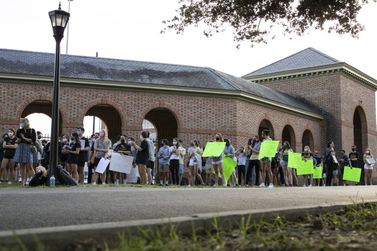 Student athletes rally against College’s varsity cuts