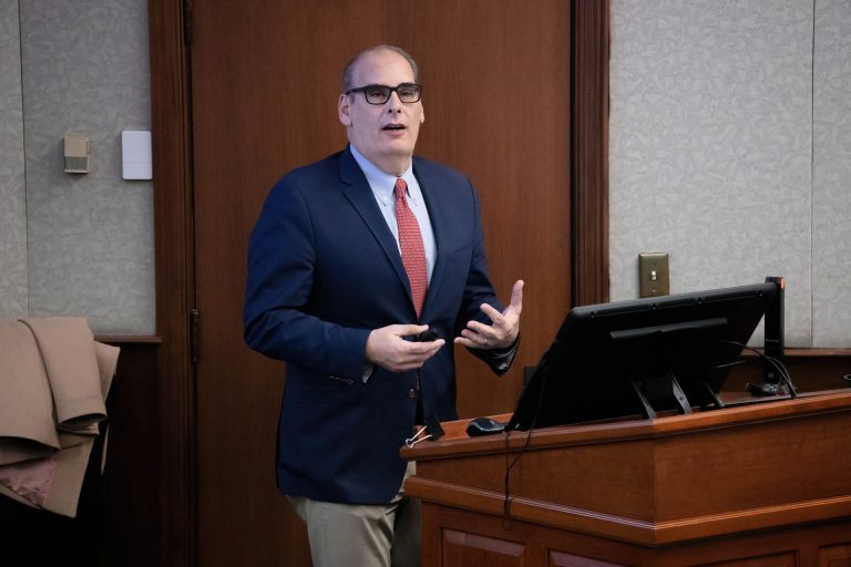 Dean Abate gives guest lecture on climate-washing, discusses accountability in private sector