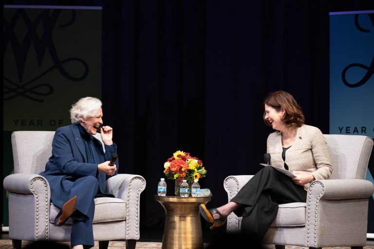 Life beyond the stage: Glenn Close discusses importance of the arts with College president Katherine Rowe