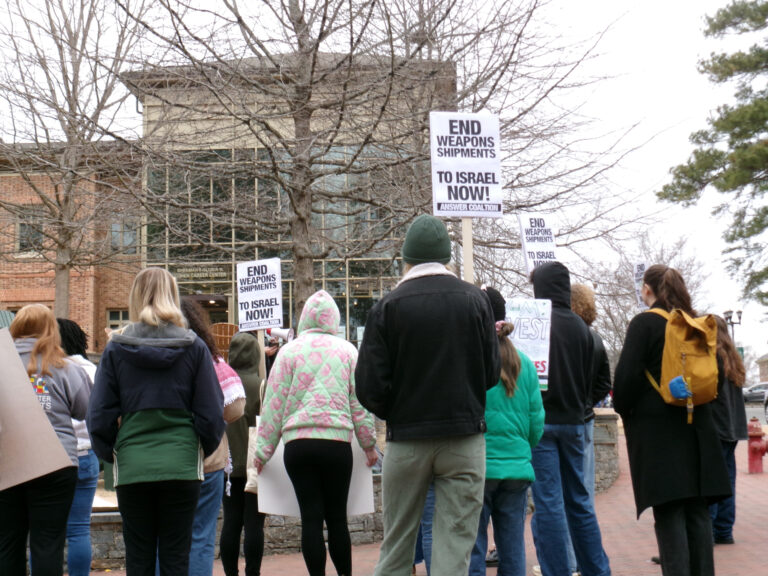 Student groups host demonstration for Palestine, tie 1000 ribbons on Sunken Garden